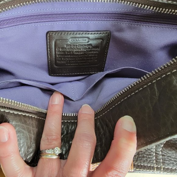 Coach Chelsea Two Tone Brown Pebbled Leather Handbag - Picture 13 of 14